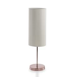 Rose Finish Metal Table Lamp, Cream - 48 Cms