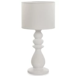 Ceramic Table Lamp With Shade (White, 41 Cms)