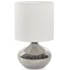 Ceramic Table Lamp With Shade (Silver/White, 32.5 Cms)