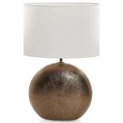 Ceramic Table Lamp With Shade (Copper/White, 48 Cms)