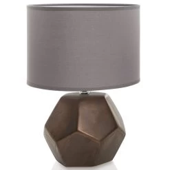 Ceramic Table Lamp With Shade (Copper/Grey, 36 Cms)