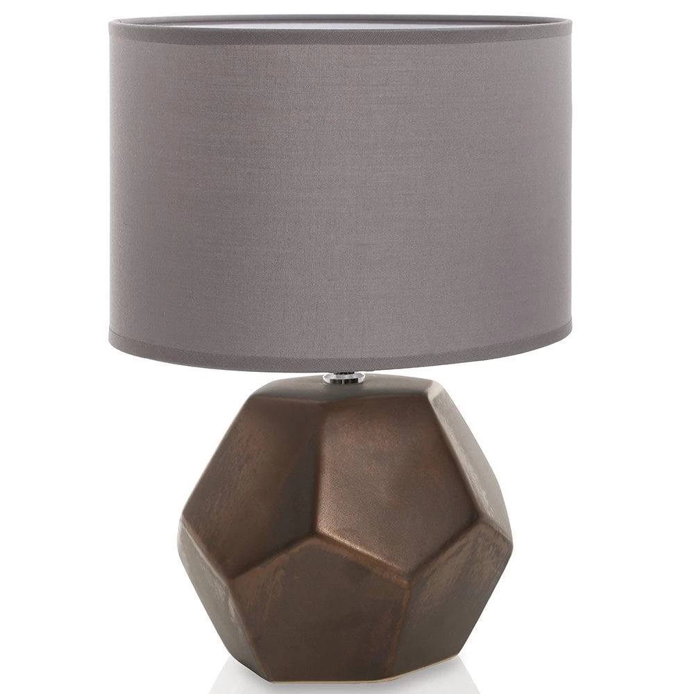 Ceramic Table Lamp With Shade (Copper/Grey, 36 Cms) 1 Ceramic Table Lamp With Shade (Copper/Grey, 36 Cms)