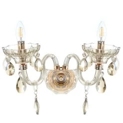Crystal Wall Lamp, French Gold & Cognac