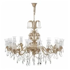 Georgian Pendant Lamp, White & Gold – 143x108 Cms