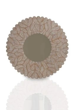 Wooden Decorative Wall Mirror (120 X 120 Cms, Grey Brown Antique)