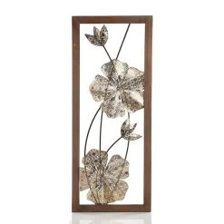 Flower Wall Décor (40.5 X 10.5 Cms, Gold)