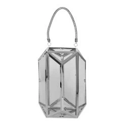 Geometric Lantern, Silver – Large, 21 Cm
