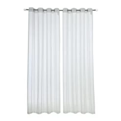 Elm Stripe Mat Sheer Curtain, 140 X 240 Cms, Beige, Pack Of 2
