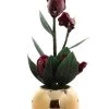 Magnolia Artificial Flowers In Gold Mirror Pot, Dark Lavender – 50 Cms
