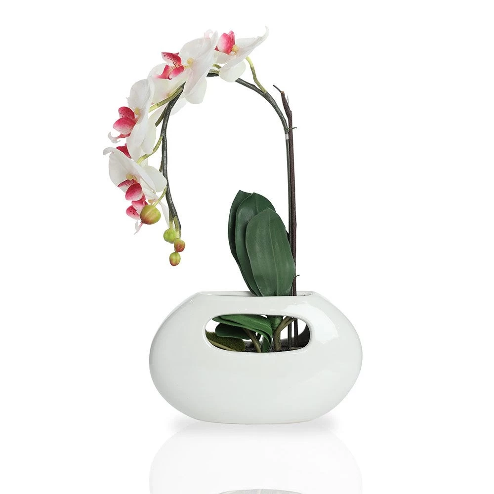 Phalaenopsis Artificial Flowers In Pot, White – 42 Cms 1 Phalaenopsis Artificial Flowers In Pot, White – 42 Cms