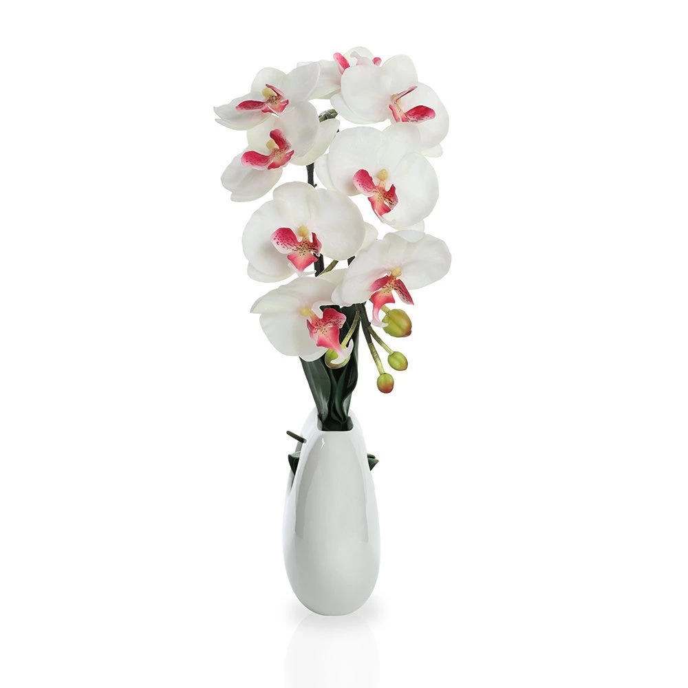 Phalaenopsis Artificial Flowers In Pot, White – 42 Cms 2 Phalaenopsis Artificial Flowers In Pot, White – 42 Cms - Image 2