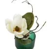 Magnolia Artificial Flowers In Frosted Glass Pot (Multicolour, 30.5 Cms)