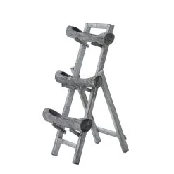 Wooden Stand With Pots, Rustic Grey – 100x34 Cms