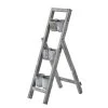 Wooden Ladder Stand With 6 Pots, Whitewash Grey – 100x33 Cms