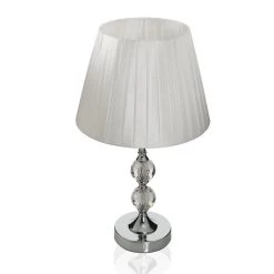 Twin Orb Metal Table Lamp, White & Chrome – 31.5 Cms