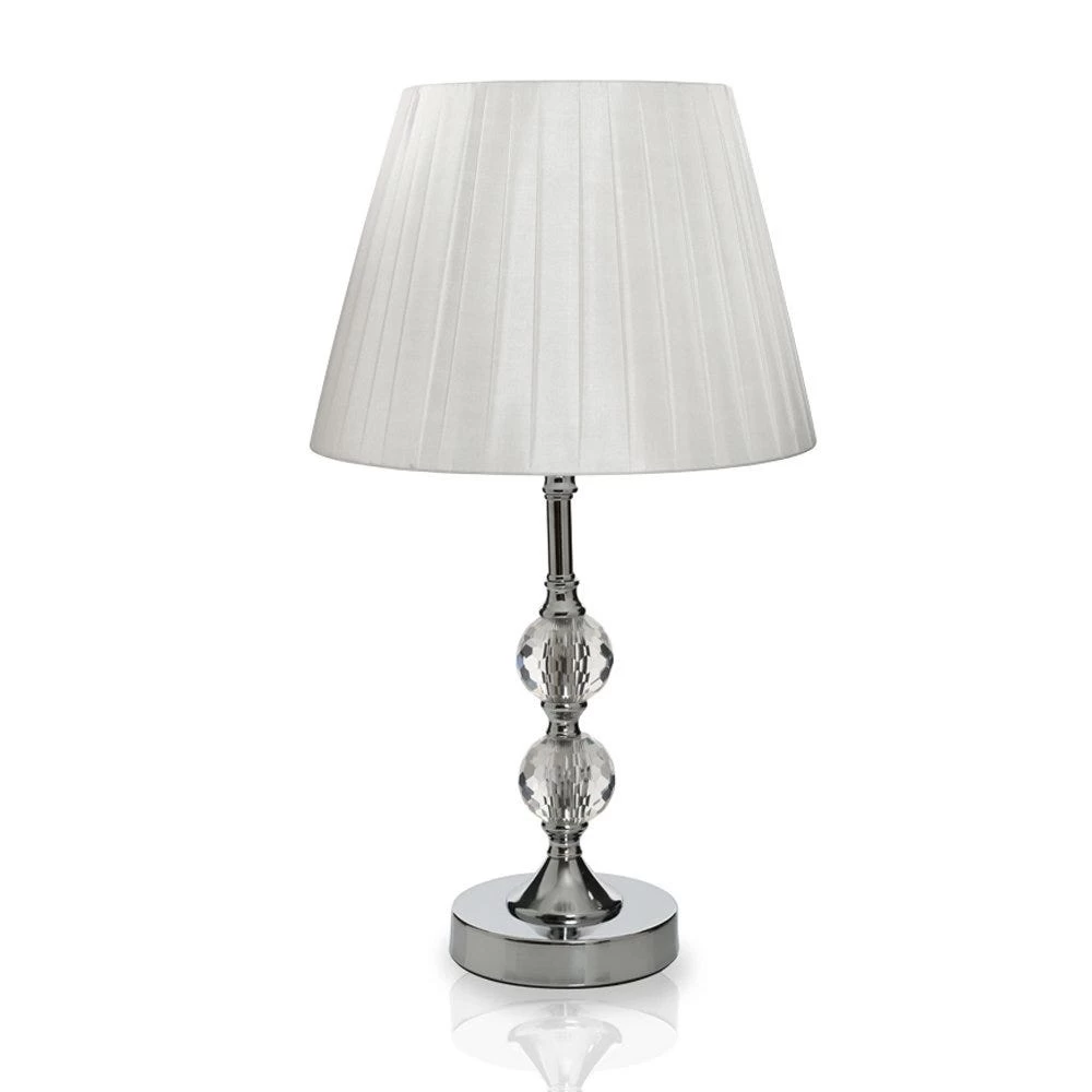 Twin Orb Metal Table Lamp, White & Chrome – 31.5 Cms 2 Twin Orb Metal Table Lamp, White & Chrome – 31.5 Cms - Image 2