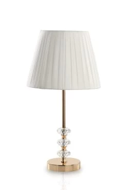 Orb Detailed Metal Table Lamp, White & French Gold – 35.5 Cms