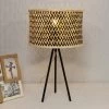 Rattan Table Lamp, Black & Natural - 56 Cm