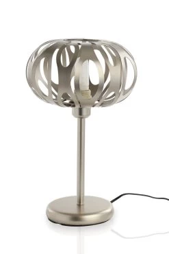 Metallic Table Lamp, Nickel – 25x45 Cms
