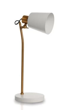 Carla Table Lamp, White & Copper - 22x52 Cms