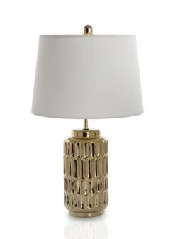 Cleaver Ceramic Table Lamp, Gold - 53 Cms