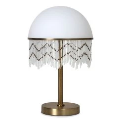 Salama Table Lamp, White & Brushed Gold - 41.3 Cms