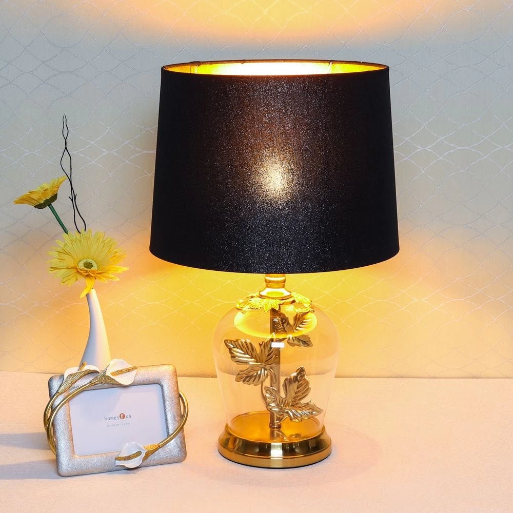 Bolster Table Lamp, Gold & Black – 38x56 Cm 2 Bolster Table Lamp, Gold & Black – 38x56 Cm - Image 2