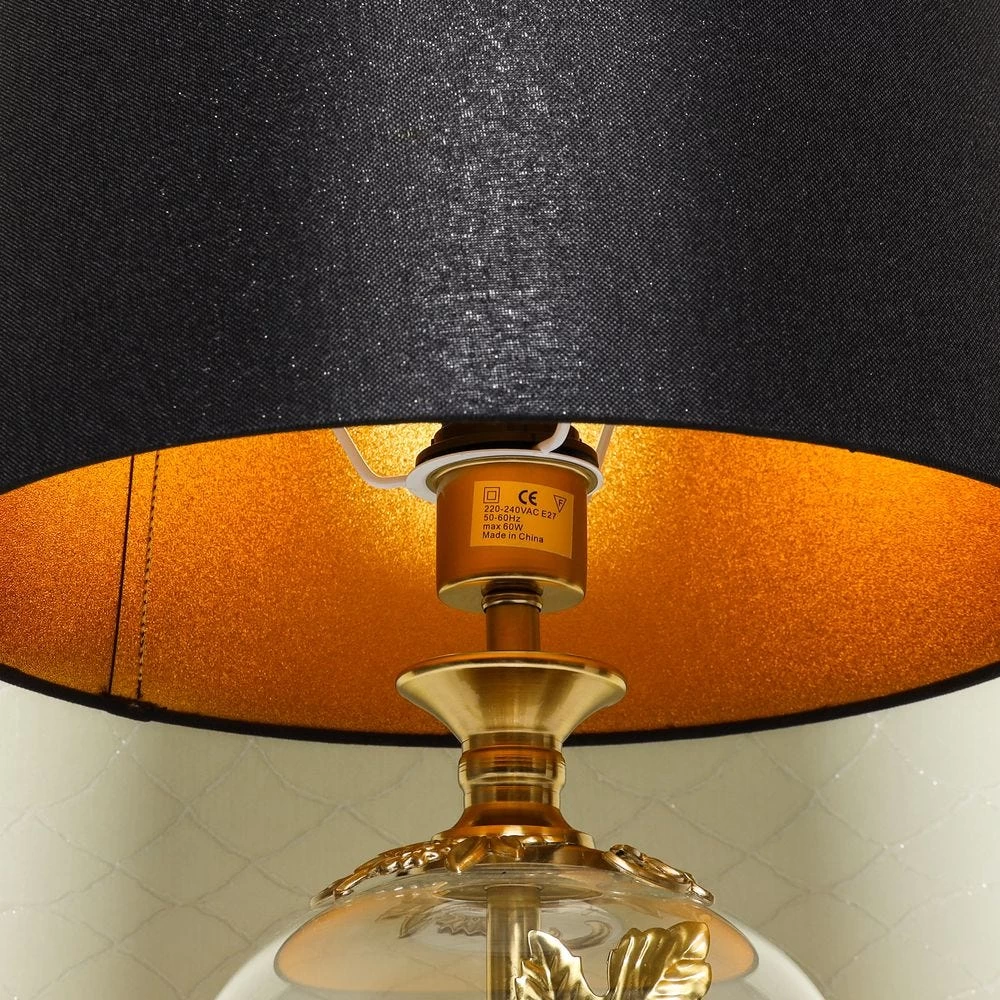 Bolster Table Lamp, Gold & Black – 38x56 Cm 3 Bolster Table Lamp, Gold & Black – 38x56 Cm - Image 3