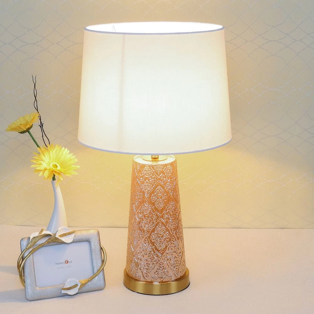Cassie Table Lamp, Beige & White – 36x62 Cm