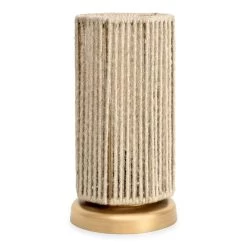 Fibre Round Wooden Lamp, Natural - 14.5x29.5 Cm