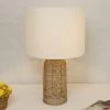Rattan Table Lamp, Beige, White & Natural - 66 Cm