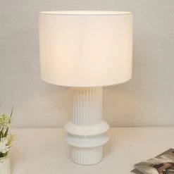 Jaica Ceramic Lamp, White - 61 Cm