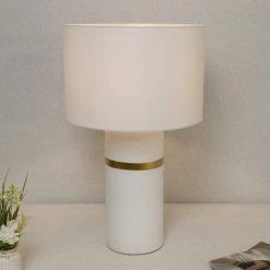 Sania Ceramic Lamp, White - 61 Cm