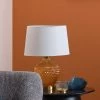 Maden Glass Table Lamp, Beige & White - 53 Cm