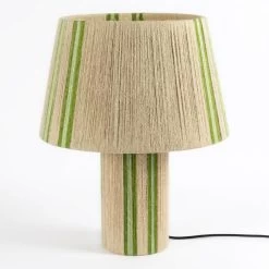 Manuel String Lamp & Base, Off White & Olive Green - 45x57 Cm