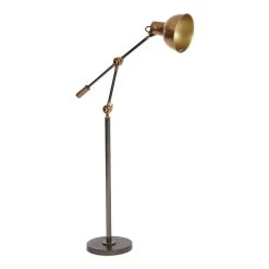 Line Floor Lamp, Black Nickel & Brass Antique