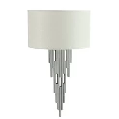 Orsha Wall Lamp With Shade, Chrome & Beige – 35x60 Cms