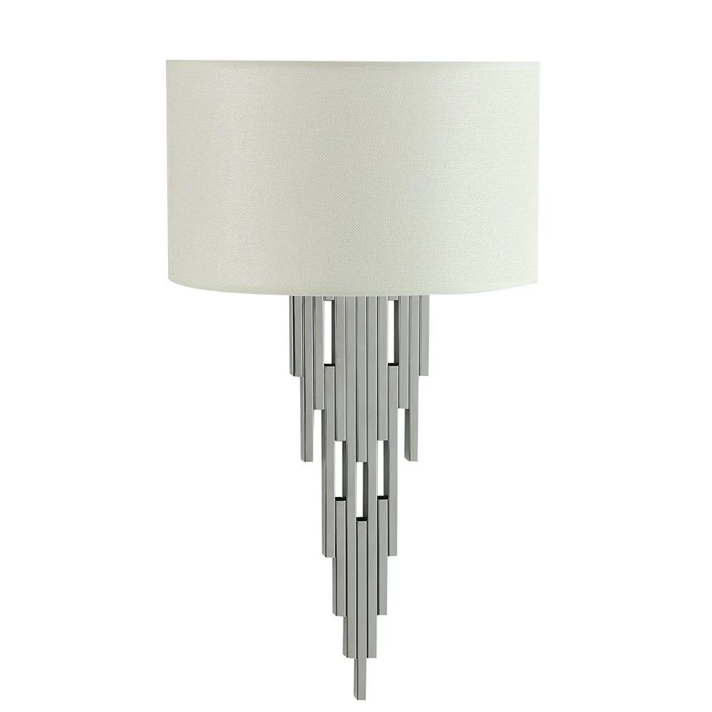 Orsha Wall Lamp With Shade, Chrome & Beige – 35x60 Cms 1 Orsha Wall Lamp With Shade, Chrome & Beige – 35x60 Cms