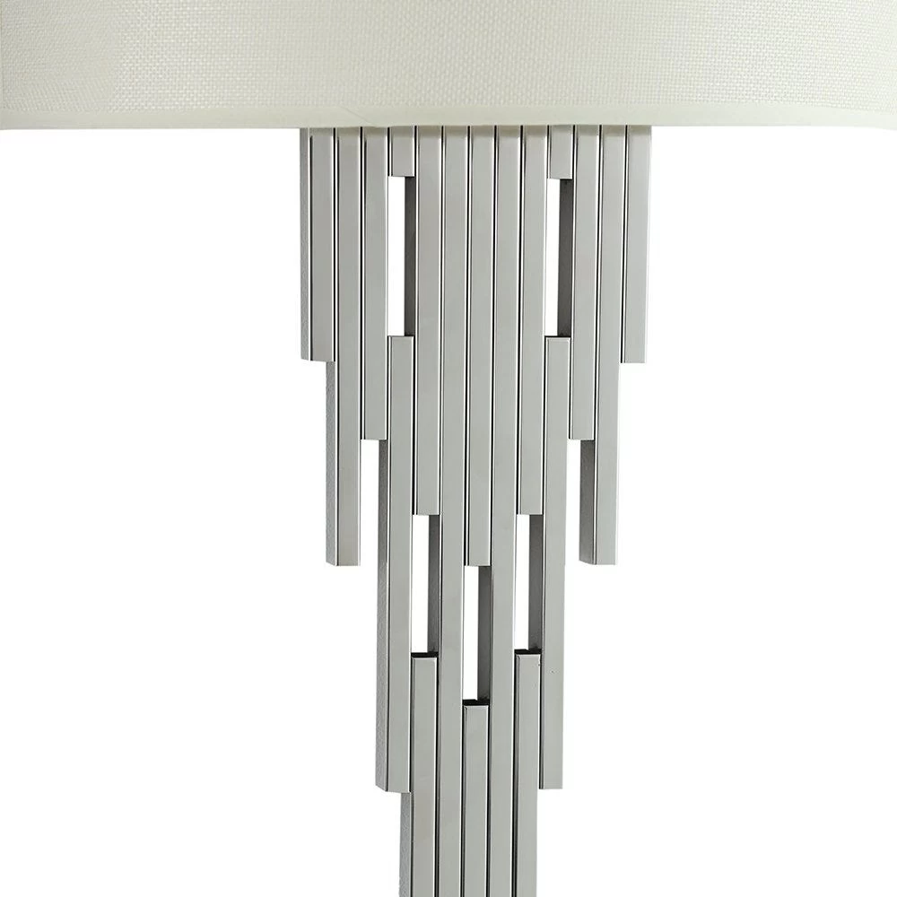 Orsha Wall Lamp With Shade, Chrome & Beige – 35x60 Cms 2 Orsha Wall Lamp With Shade, Chrome & Beige – 35x60 Cms - Image 2
