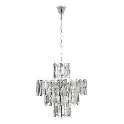 Ashley Crystal Pendant Lamp, Silver & Clear - 56x57 Cms