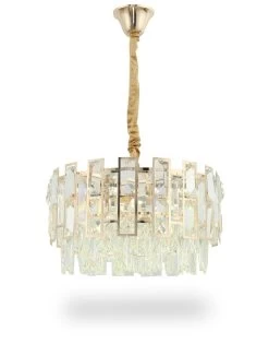 Solace Pendant Lamp, French Gold & Clear – 40x100 Cms