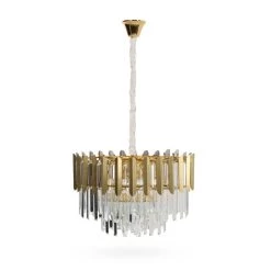 Abba Pendant Lamp, Gold & Clear – 60x80 Cms