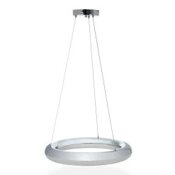 Mia LED Pendant Lamp, Chrome & Matte White – 60x80 Cms