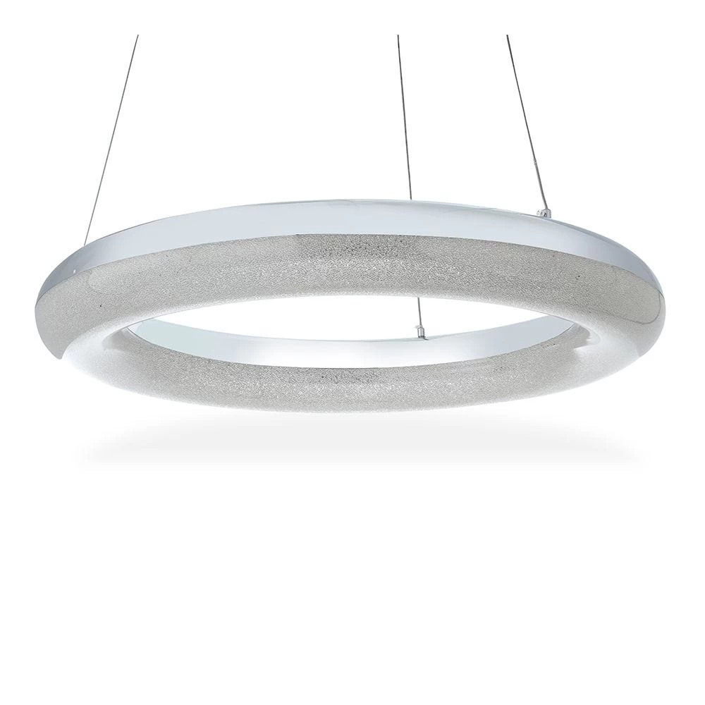 Mia LED Pendant Lamp, Chrome & Matte White – 60x80 Cms 2 Mia LED Pendant Lamp, Chrome & Matte White – 60x80 Cms - Image 2