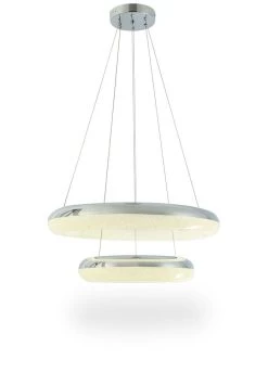 Mia LED Pendant Lamp, Chrome & Matte White – 60x100 Cms