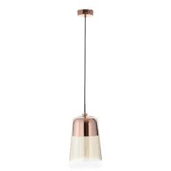 Eupen Glass Pendant Lamp, Rose Gold & Cognac – 26x100 Cms