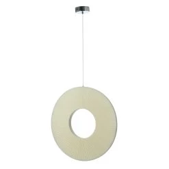Pauly Pendant Lamp, Chrome & Beige – Large