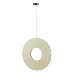 Pauly Pendant Lamp, Chrome & Beige – Small