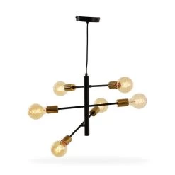 Jan Pendant Lamp, Matte Black & Copper - 33x80 Cms