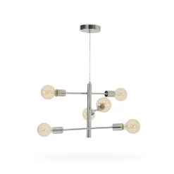 Ceasar Pendant Lamp, Matte Chrome - 33x80 Cms